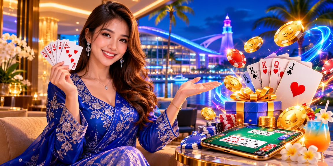 Permainan kad rummy bertema Terengganu dalam suasana tradisional Malaysia di platform 79100